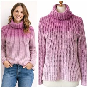 Gap Vintage Y2K Soft Knit Lavender Ombre Gradient Turtleneck Sweater Size Small